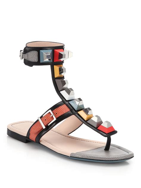 fendi studded flat sandals|fendi denim sandals.